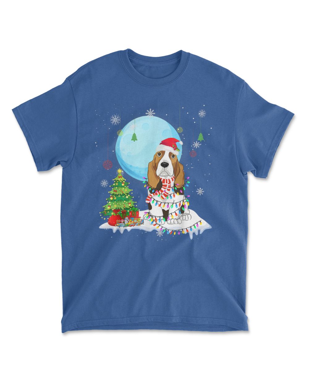Cute Basset Hound Christmas Dog Light Tree Xmas