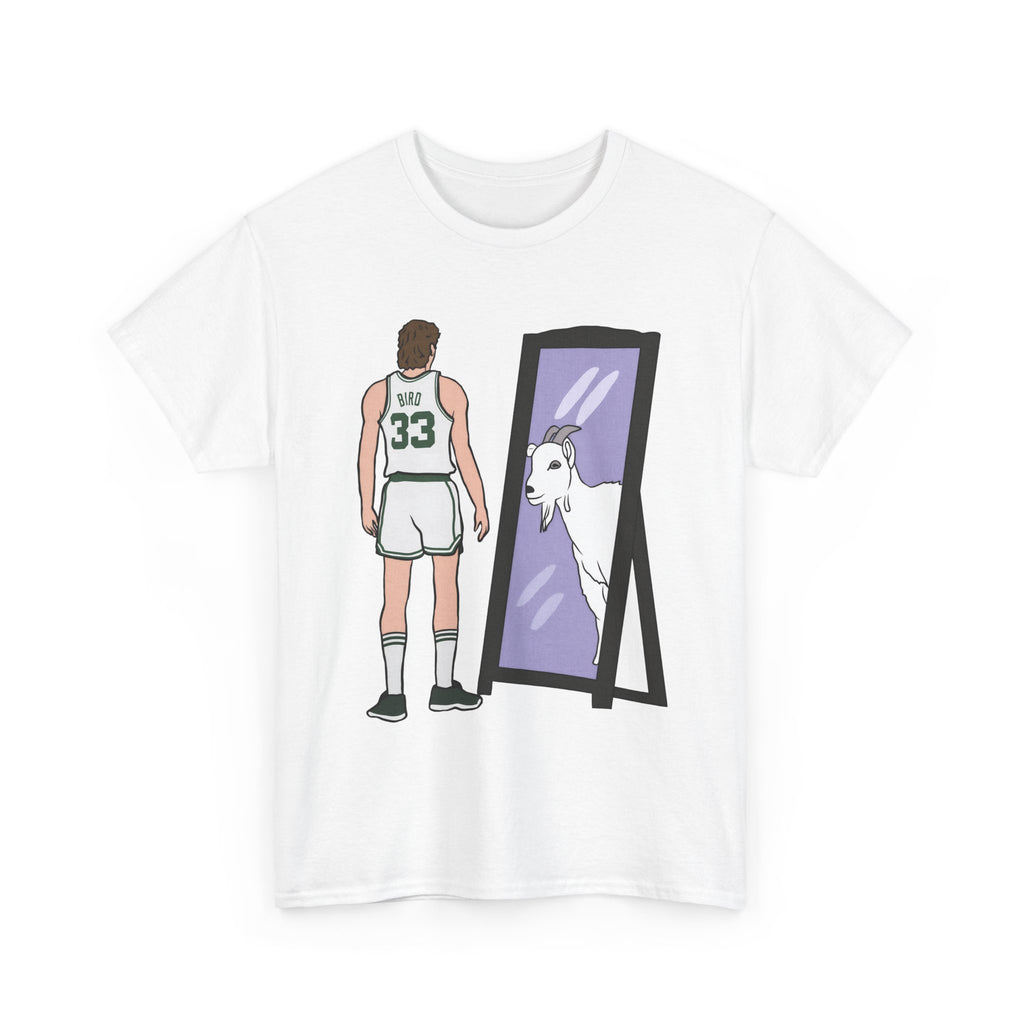 Larry Bird 'Mirror GOAT' T-Shirt — Retro Basketball Legend Tee