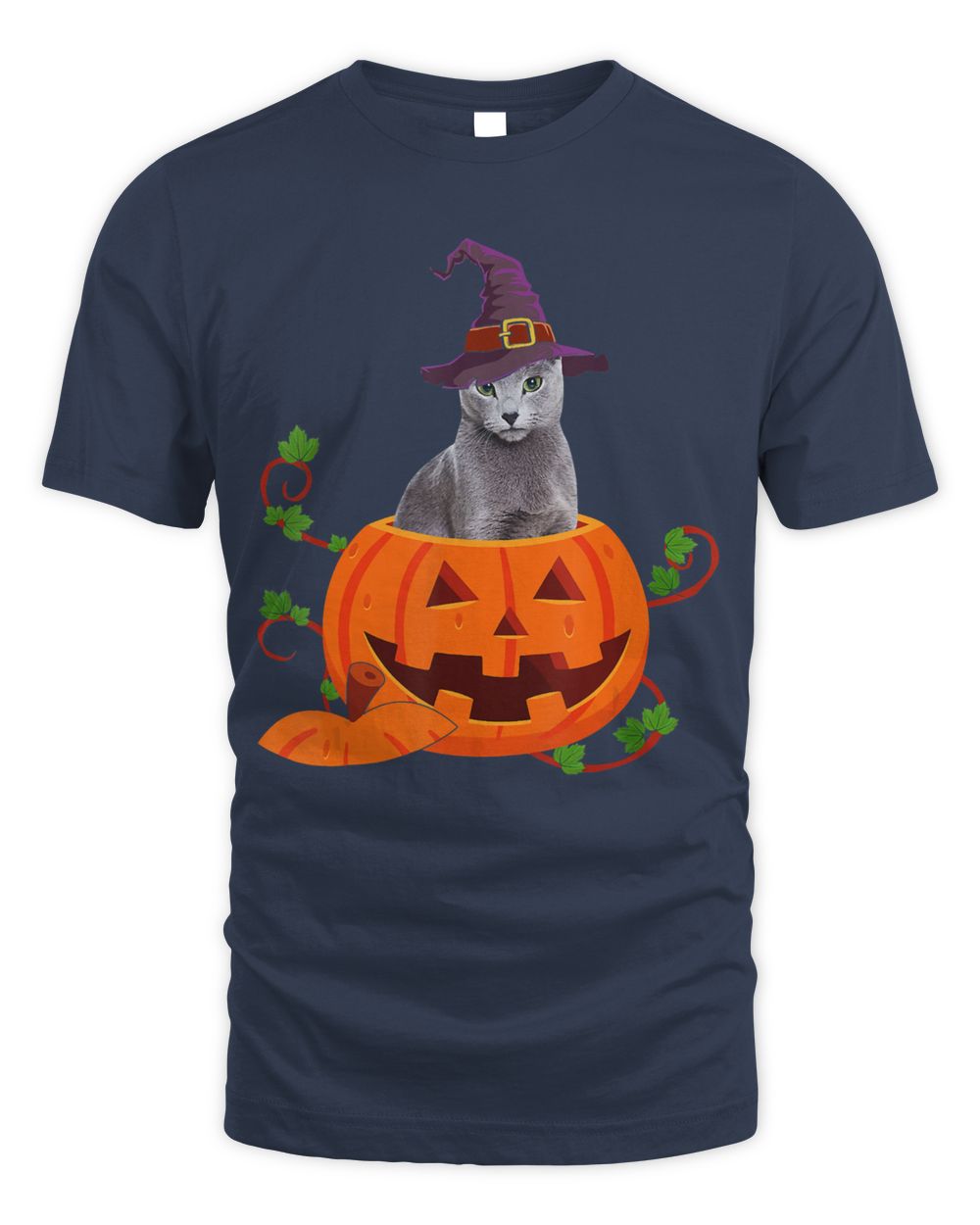 Cat Lover Gifts Funny Russian Blue Pumpkin Halloween T-Shirt