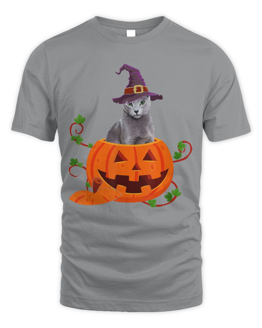 Cat Lover Gifts Funny Russian Blue Pumpkin Halloween T-Shirt