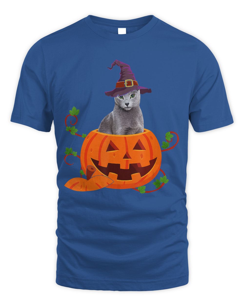 Cat Lover Gifts Funny Russian Blue Pumpkin Halloween T-Shirt