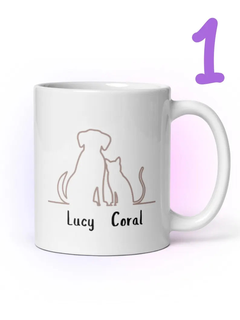 Personalized Dog and Cat Mug: Custom Pet Name Ceramic Mug