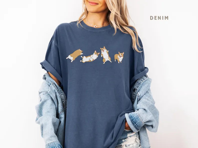 Cute Corgi Tshirt Unisex Comfort Color Tee Aesthetic Dog Lover Shirt Funny Welsh Corgi Top Mothers Fathers Day Gift for Corgi Dad Tee