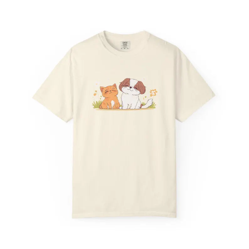 Cute Pet Lovers Unisex T-Shirt, Cat and Dog Graphic Tee, Animal Lovers Gift, Casual Wear, Birthday Gift, Everyday Style