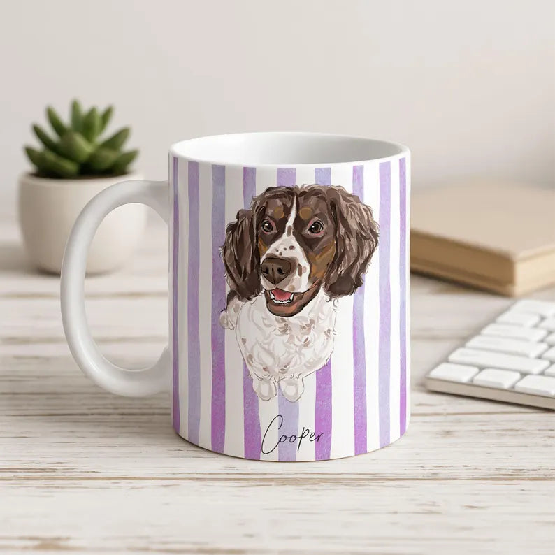 Custom Watercolor Pet Portrait Mug – Personalized Dog or Cat Photo Cup, Unique Gift for Pet Lovers & Dog/Cat Moms