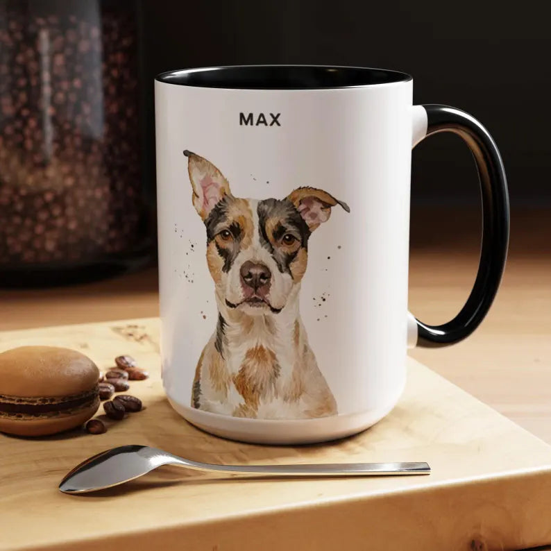 Custom Pet Portrait Coffee Mug, Personalized Dog Mom Gift, Handmade Ceramic Mug, Personalized Pet Mugs Dog Mom Mug Cat Dad Mug New Dog Mug