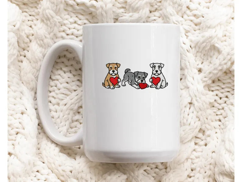 Schnauzer Mug, Cute Minature Schnauzer Mug, Dog Lover Gift, Schnauzer Mom Cup, Valentine Schnauzer Heart Mug, Pet Lover Gift for Her 15 oz