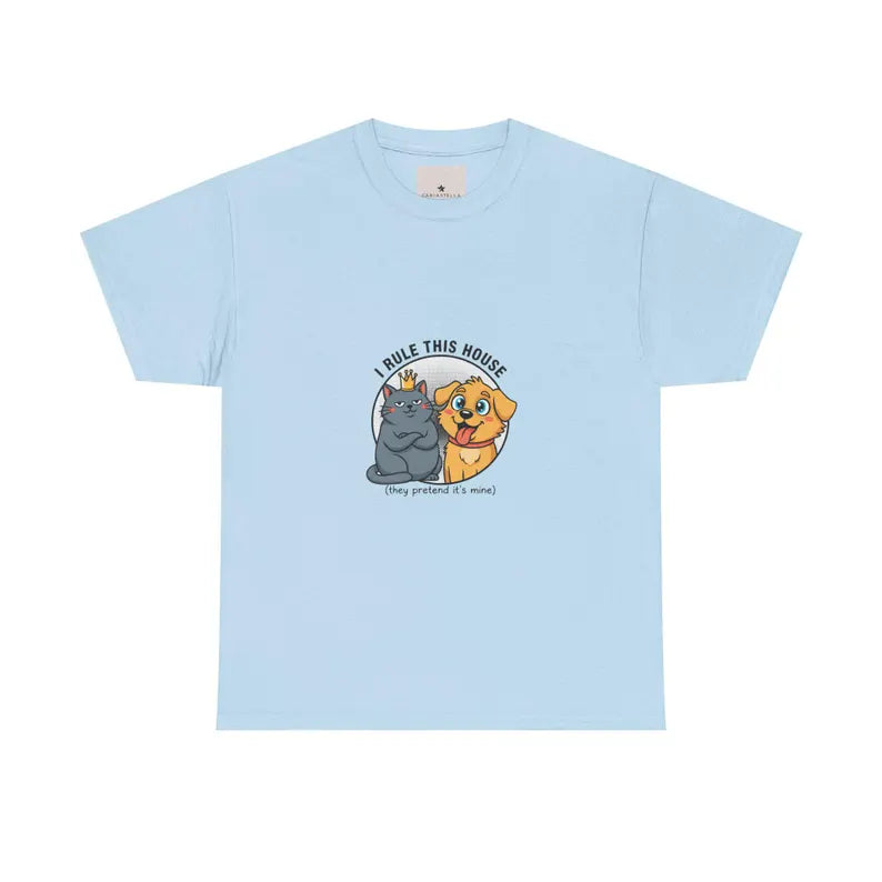 I Rule This House cat duo T-Shirt | Cute Cat Illustration, Dog Rivalry Tee