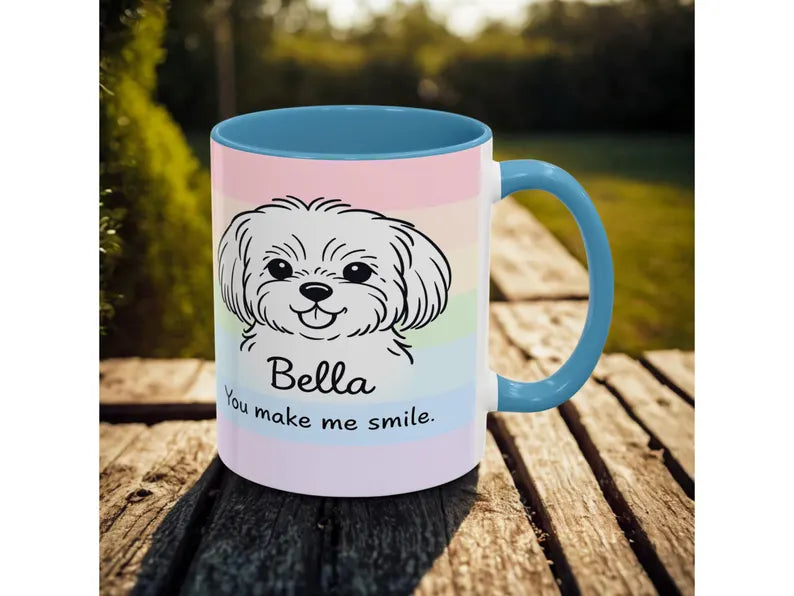 Custom Dog Mug Rainbow, Personalized Dog or Cat Portrait Photo, Memorial Pet Gift